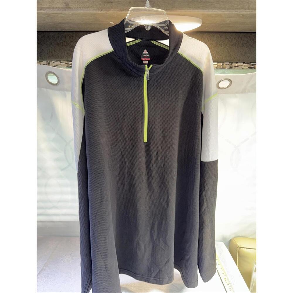 Bolle Mens Large Long Sleeve 1/4 Zip Pullover Black/White/Yello Golf Lightweight